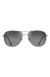 Maui Jim Cliff House 59mm Polarized Aviator Sunglasses In Silver