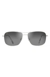 Maui Jim Wiki Wiki 59mm Polarized Aviator Sunglasses In Silver/grey