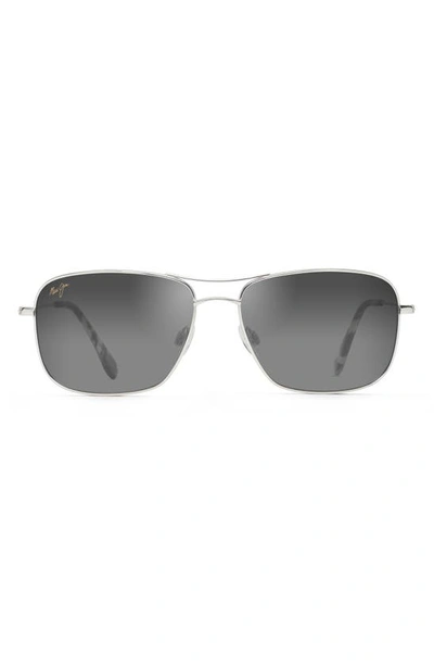 Maui Jim Wiki Wiki 59mm Polarized Aviator Sunglasses In Silver/grey