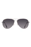 Maui Jim Mavericks 61mm Polarized Oversize Aviator Sunglasses In Silver/ Neutral Grey