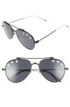 Givenchy Star Detail 58mm Mirrored Aviator Sunglasses In Grey