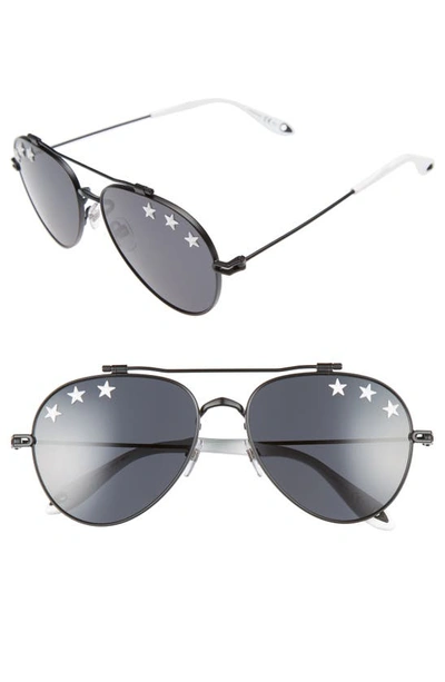 Givenchy Star Detail 58mm Mirrored Aviator Sunglasses In Grey