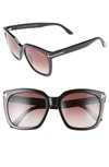 Sunuva Amarra 55mm Gradient Lens Square Sunglasses In Black/burgundy Gradient