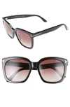 Tom Ford Amarra 55mm Gradient Lens Square Sunglasses In Black/ Gradient Burgundy