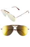 TOM FORD SEAN 60MM AVIATOR SUNGLASSES - ROSE GOLD/ BROWN/ GOLD MIRROR,FT0536W6028C