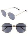 Quay Jezabell 57mm Round Sunglasses In Gold/ Smoke