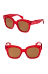 CELINE 54MM SQUARE SUNGLASSES - MILKY RED,CL40002UW5466H