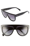 Celine Flattop Gradient Shield Universal-fit Sunglasses, Black Pattern In Black Smoke