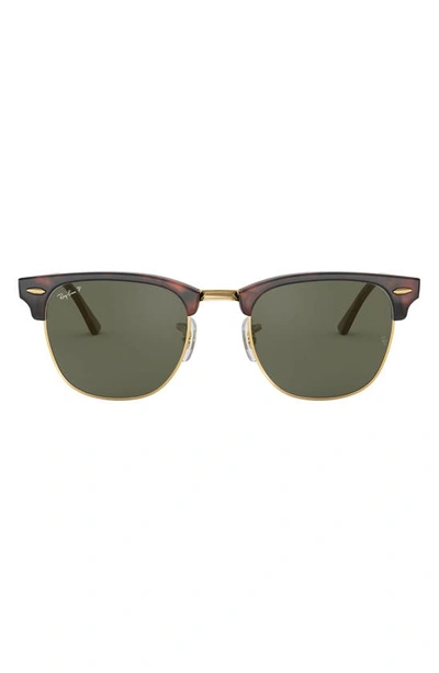 Ray Ban Clubmaster 49mm Polarized Sunglasses In Red/ Havana