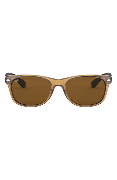 Ray Ban Standard New Wayfarer 55mm Polarized Sunglasses In Honey