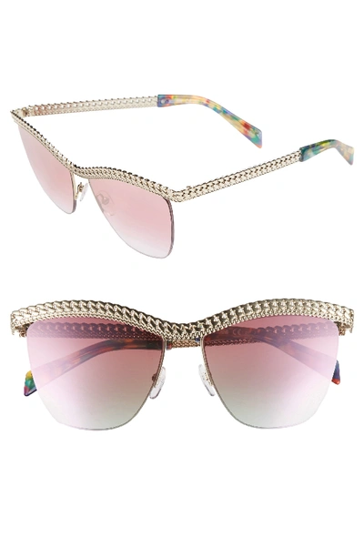 Moschino 57mm Rimless Metal Bar Polarized Sunglasses In Gold Metal