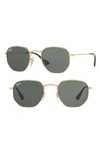 Ray Ban 48mm Hexagonal Flat Lens Sunglasses In Gold/ Green
