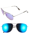 MAUI JIM CLIFF HOUSE 59MM POLARIZEDPLUS2 METAL AVIATOR SUNGLASSES - SILVER/ BLUE HAWAII,HS247-16