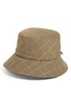 Eric Javits Water Repellent Nylon Rain Hat In Tan Check