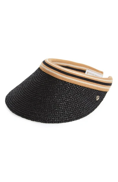 Helen Kaminski 'bianca' Visor In Charcoal/ Black Stripe