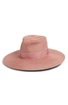 Eric Javits Daphne Broad Brim Straw Fedora In Blush