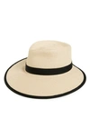 Eric Javits 'sun Crest' Packable Hybrid Fedora Visor In Cream/black