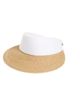 Eric Javits Squishee Straw Champ Custom Fit Visor In Peanut/ White