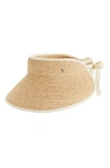 Helen Kaminski 'mita' Packable Raffia Visor - Brown In Tan/cream