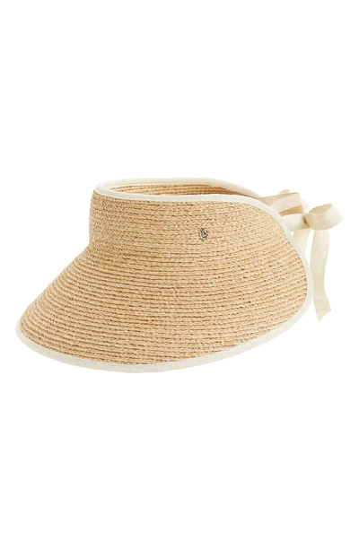 Helen Kaminski 'mita' Packable Raffia Visor - Brown In Tan/cream