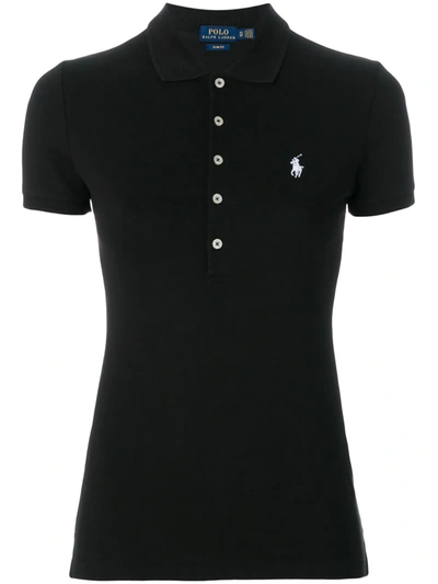 Polo Ralph Lauren Julie Stretch Cotton Mesh Polo In Polo Black