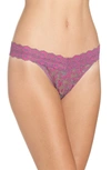 Hanky Panky Original-rise Cross-dye Lace Thong In Grey/ Amethyst