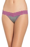 Hanky Panky 'heather' Jersey Low Rise Thong In Gray/amethyst