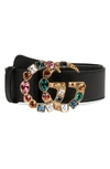 GUCCI GG CRYSTAL BUCKLE LEATHER BELT,513183AP0IT