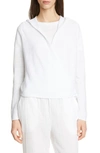 Eileen Fisher Organic Linen Knit Hooded Wrap Cardigan In White