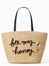 KATE SPADE PICNIC PERFECT STRAW BEE TOTE,098687192606