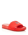 Baja East X Fila Women's Faux Fur Pool Slide Sandals In Red