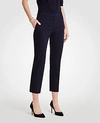Ann Taylor The Petite Ankle Pant In Cotton Sateen - Curvy Fit In Navy Blue
