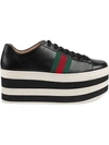 GUCCI GUCCI LEATHER PLATFORM SNEAKERS - BLACK,476783D3VN012742344