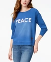 PEACE LOVE WORLD FADED PEACE-GRAPHIC SWEATSHIRT