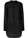 Saint Laurent Stand-collar Cotton-voile Shirt In Black