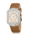 PHILIP STEIN CLASSIC SQUARE LEATHER STRAP WATCH,0400096833479