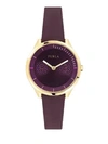 FURLA Metropolis Purple Dial Calfskin Leather Watch,0400097465838