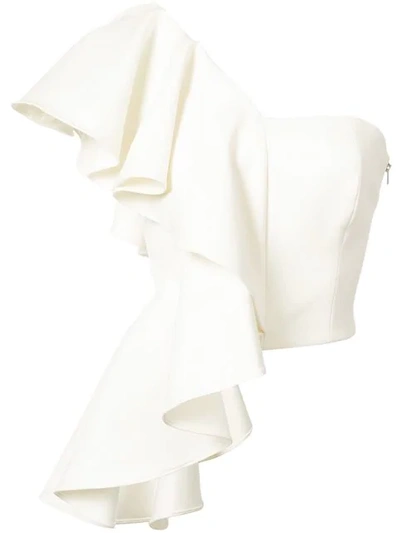 Amur Hailey One Shoulder Ruffle Top In White