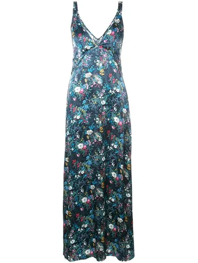 R13 Floral-print Silk-georgette Maxi Dress In Midnight Blue