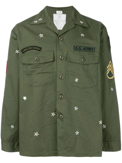 As65 Vintage Military Cotton Gabardine Shirt In Army Green (green)
