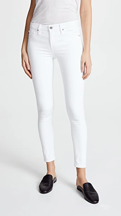 Ag The Farrah High Waist Raw Hem Ankle Skinny Jeans In White