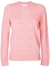 BARRIE FLUTTERING LACE CASHMERE ROUND NECK PULLOVER,C8634712752962
