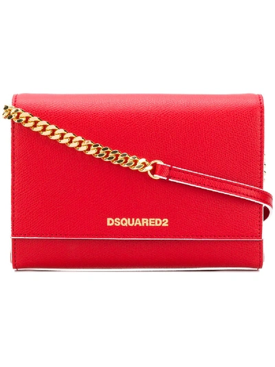 Dsquared2 Leather Crossbody Bag In Rosso