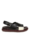 MARNI SANDALS IN LEATHER WITH CROSS BAND,10532289