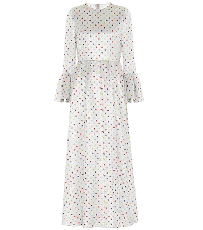 Valentino Trumpet-sleeve Multicolor Polka-dot Lam&#233; Evening Gown In Silver