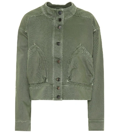 Valentino Patch-pocket Denim Cropped Jacket In Military Green