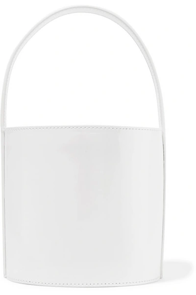 Staud Bissett Patent Leather Top-handle Bucket Bag - White