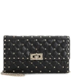 Valentino Rockstud Spike Black Leather Shoulder Bag In Black