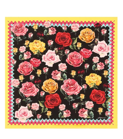 Dolce & Gabbana Floral-printed Silk Scarf In Multicoloured