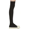 RICK OWENS DRKSHDW BLACK & OFF-WHITE CANVAS STOCKING SNEAKS OVER-THE-KNEE BOOTS,DS18S3809 SCVP